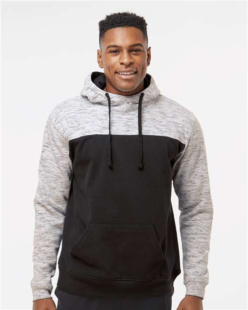 Men's Mélange Fleece Colorblocked Hooded Sweatshirt - 8676