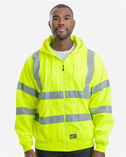 Men's Berne Hi-Vis Class 3 Lined Hooded Sweatshirt - HVF021