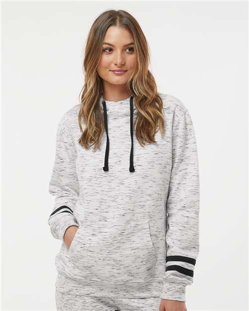 Women’s Mélange Fleece Striped-Sleeve Hooded Sweatshirt - 8674